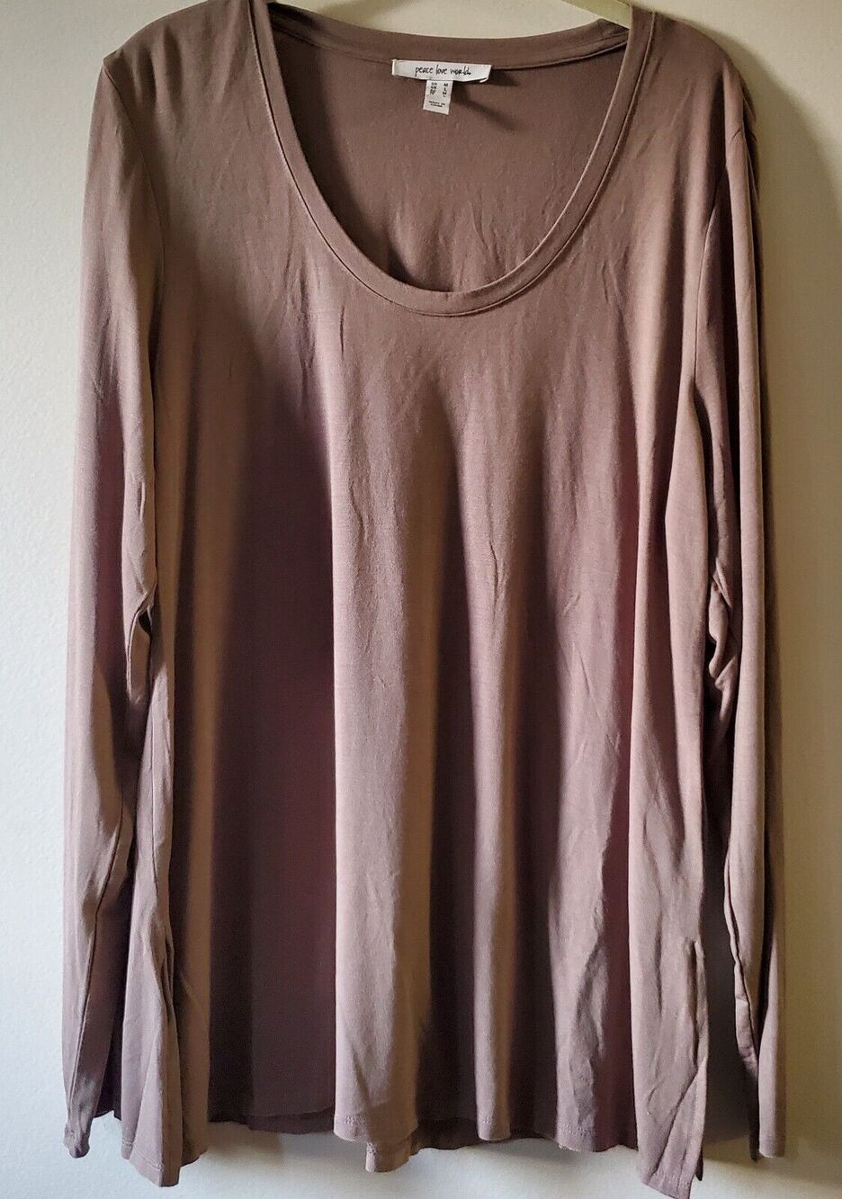 Peace Love World The Ashley Shirt Brown Sz Medium Long Sleeve A383605 Women